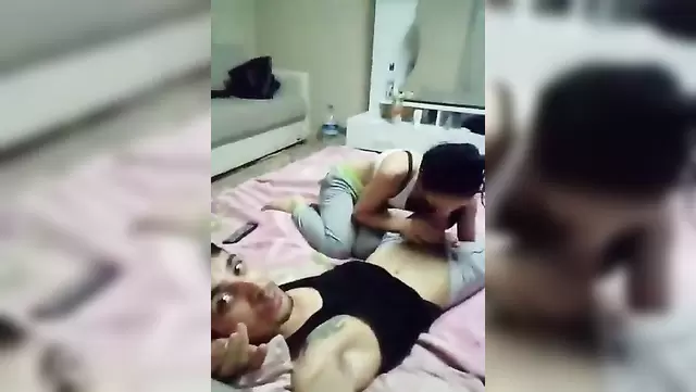 A girl gives a blowjob to her college friend in Turkey